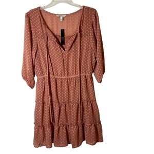 Speechless Womens Large Swiss Dot Short Puff Sleeve Mini Dress